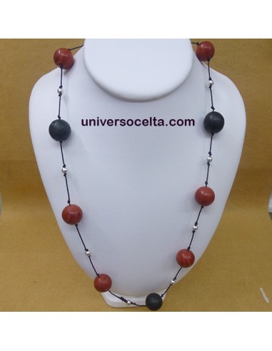 Lava Volcánica y Coral esponja en collar artesano C1L