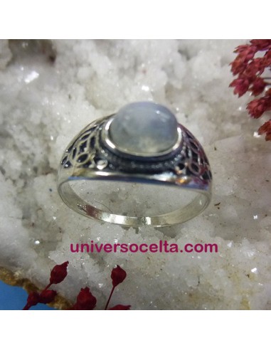 Piedra Luna Anillo de plata calado ANL