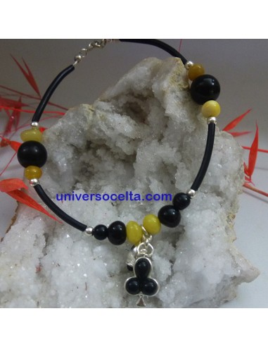 Pulsera con Ámbar y Azabache y Trébol TRP