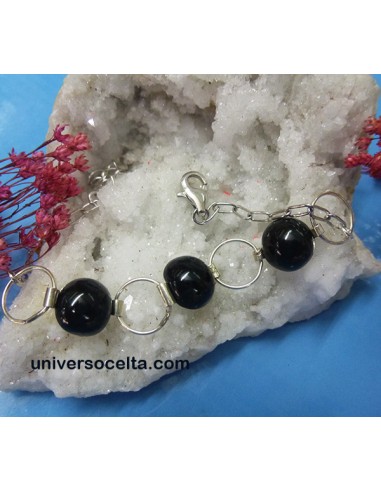 Pulsera plata con azabache 3MB