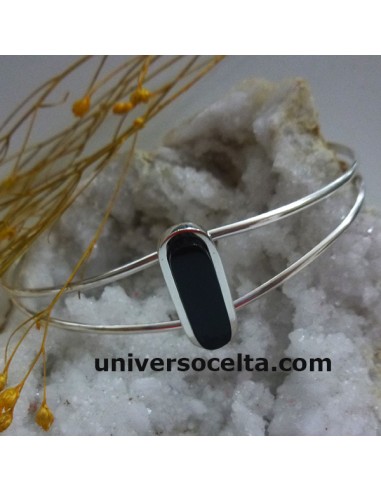 T125035 Brazalete con Azabache en Plata de ley