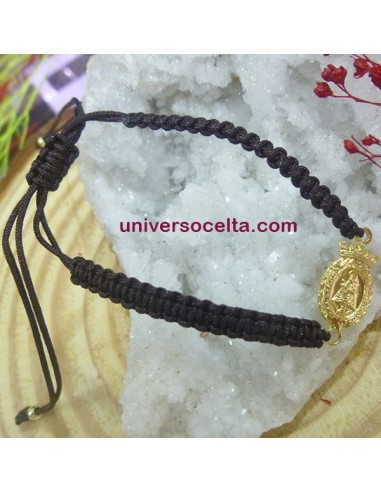 Pulsera Macramé con V. Covadonga chapada SM