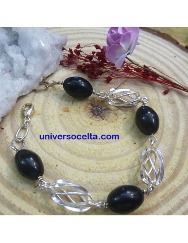 Pulsera con Jaulas de plata y Azabache PJ1