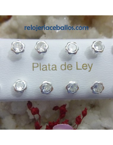 Pendiente Flor de plata con piedra PFR