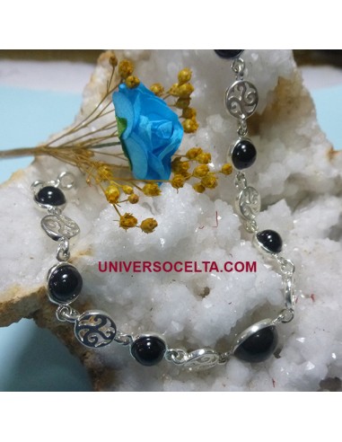 Pulsera de Azabache y plata con Trisqueles AP11