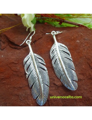 Pendientes con pluma de plata 320-1221