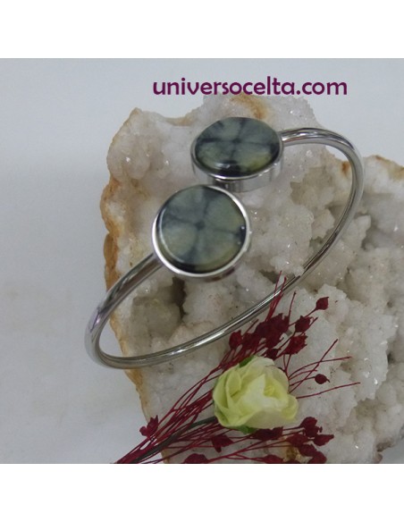 Pulsera brazaletede acero con Quiastolita 2BRQ