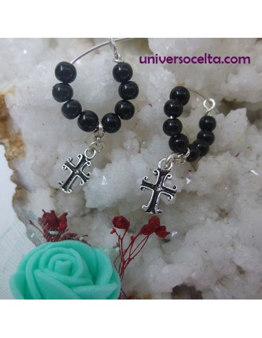 Aretes con bolitas lisas de Azabache 8BP