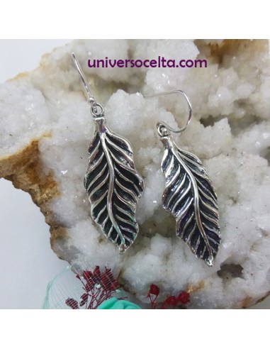 Pendientes con Hoja en relieve de plata 320-473