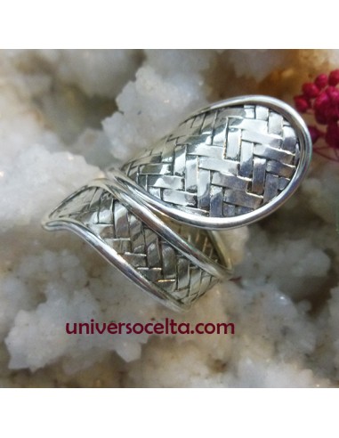 Anillo ajustable con esterilla de plata 340-436