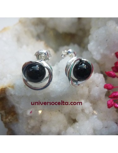 Pendientes con bucle de plata y Azabache 620-209