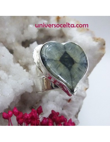 Anillo corazones ajustable con Quiastolita RAQ