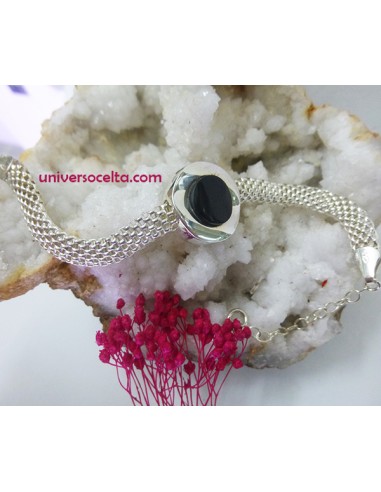 Pulsera flexible de plata y Azabache...