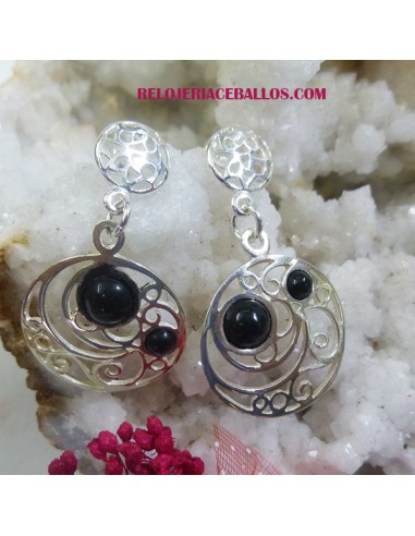 Pendientes de plata 2 piezas con Azabache FRP