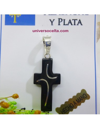 Cruz en Azabache con incrustación de plata