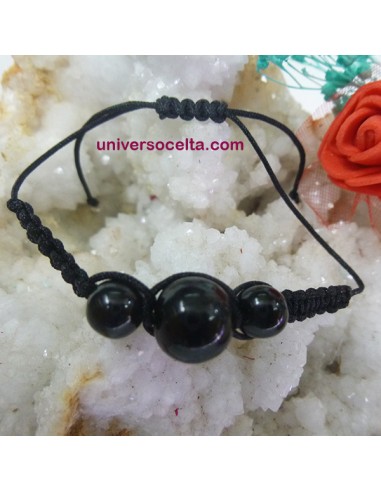 Pulsera de Macramé con bolas de Azabache