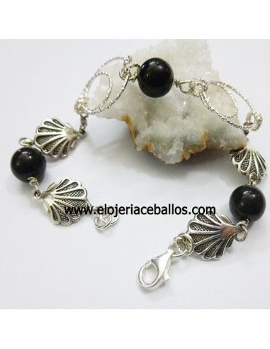 Pulsera de plata con azabache ref ACH