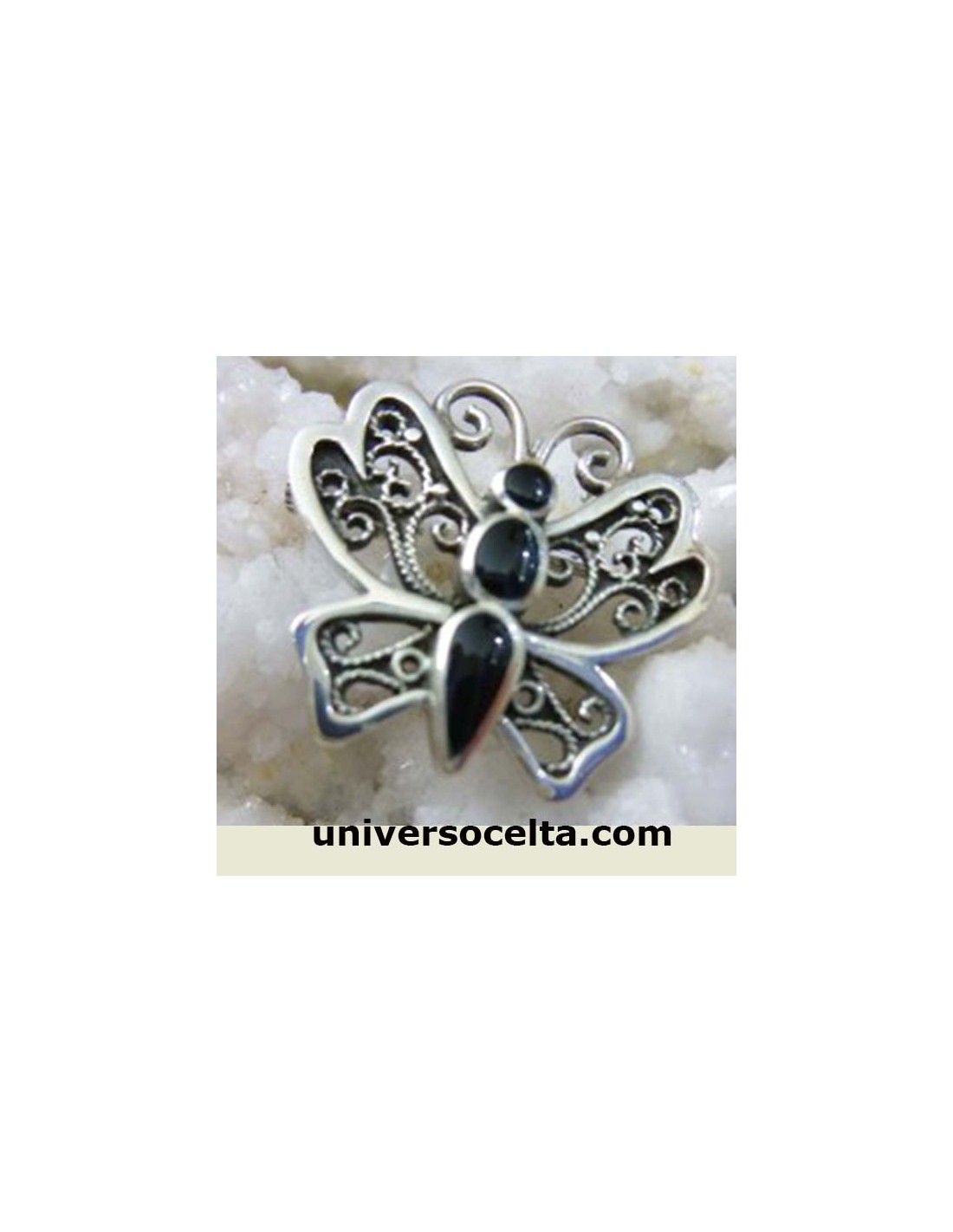 Comprar Mariposa De Plata En Forma De Broche Con Azabache