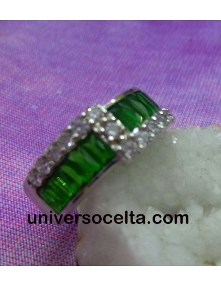 Anillo de Plata y Circonitas Verdes nº 13