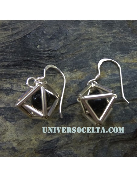 Pendientes con Azabache en Plata 99P