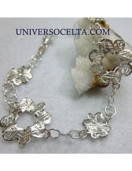 Pulsera de Plata con Flores PCL-42