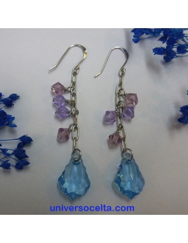 PCF Pendientes largor con cristal de color.