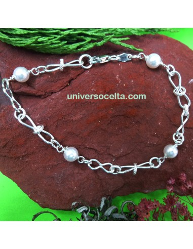 88PP Pulsera de Plata con perlas e infinitos