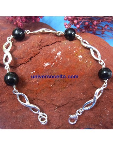 Pulsera con Azabache e Infinitos de plata IAP