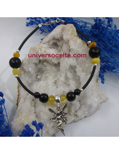 PMH Pulsera artesana con Azabache, Ámbar y Hada