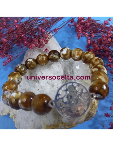 AGK Pulsera con Ágatas facetadas craquée y Medalla