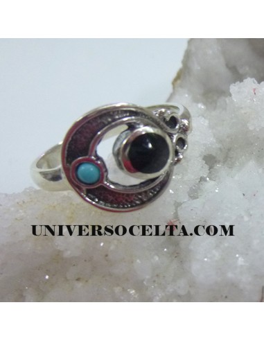 T24 Anillo con Turquesa y Azabache