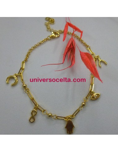 Pulsera de plata juvenil con amuletos 001