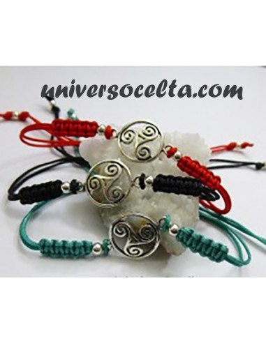 Pulsera macramé con triskel de plata 156-0023